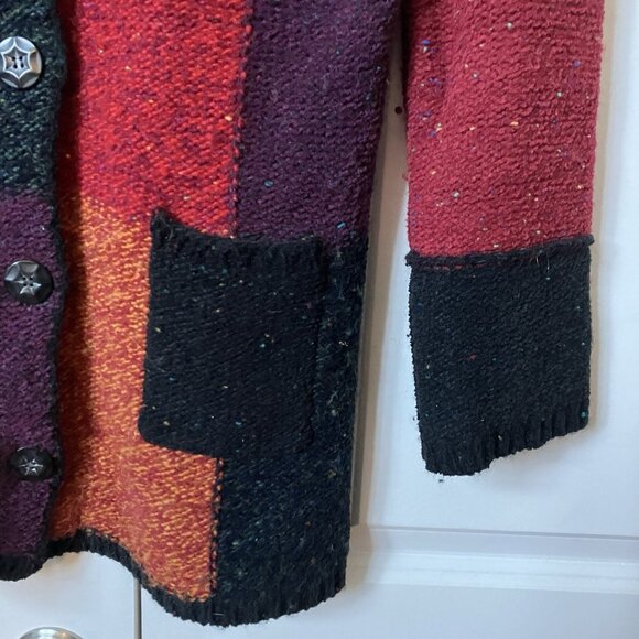 Y2K Susan Bristol Cardigan Womens S Colourblock Long Line Patchwork 2000s - Picture 6 of 9